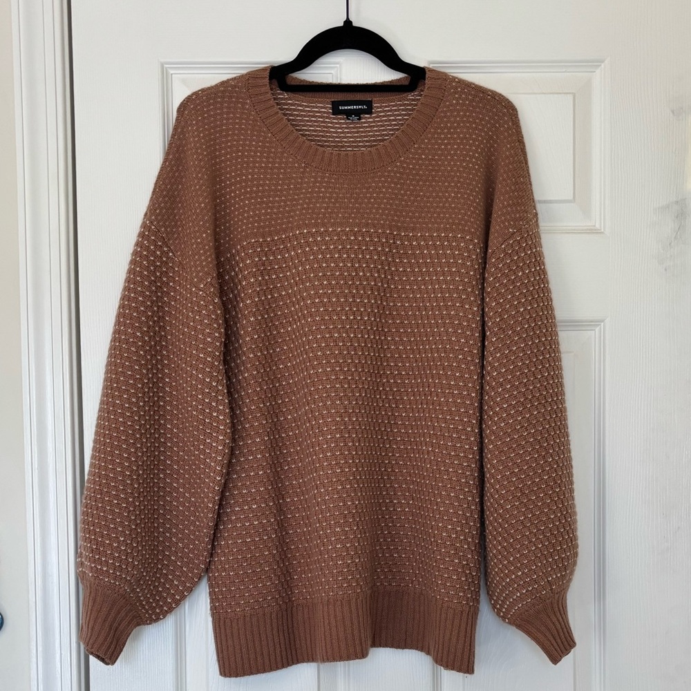 Summersalt The Lux Cashmere Blend Mix Stitch Sweater with Balloon Sleeves